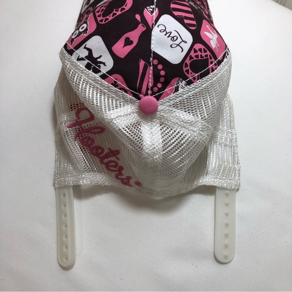 Hooters Rare Mesh Trucker Pink Brown Aol Heart Cupid Snap Back Adjustable Hat - Picture 9 of 13